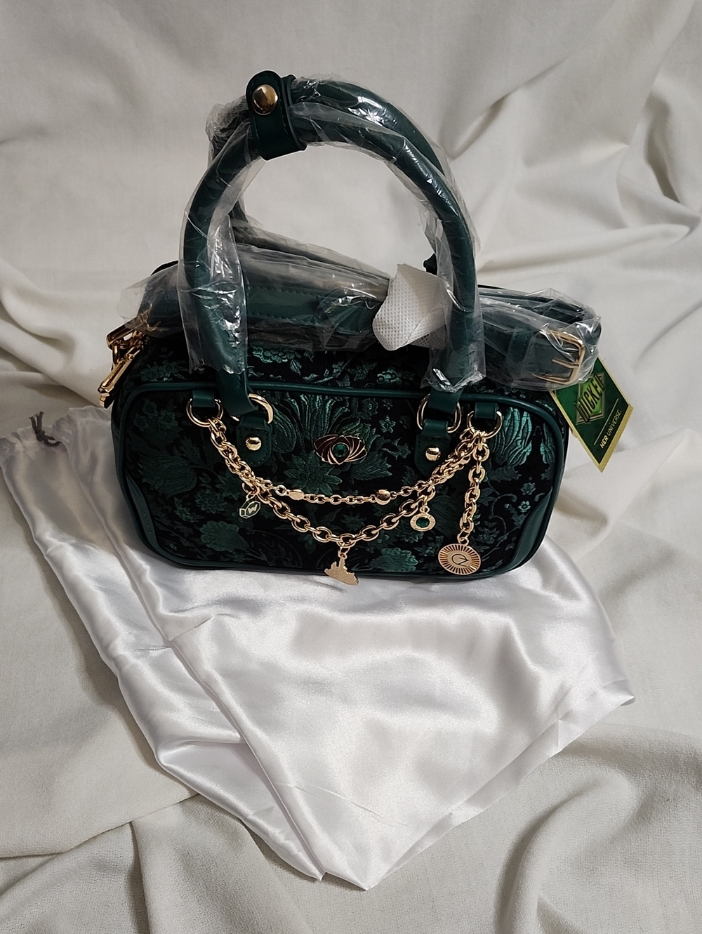 "Wicked" OZ Floral Handbag/Crossbody with Chain Bag Charms